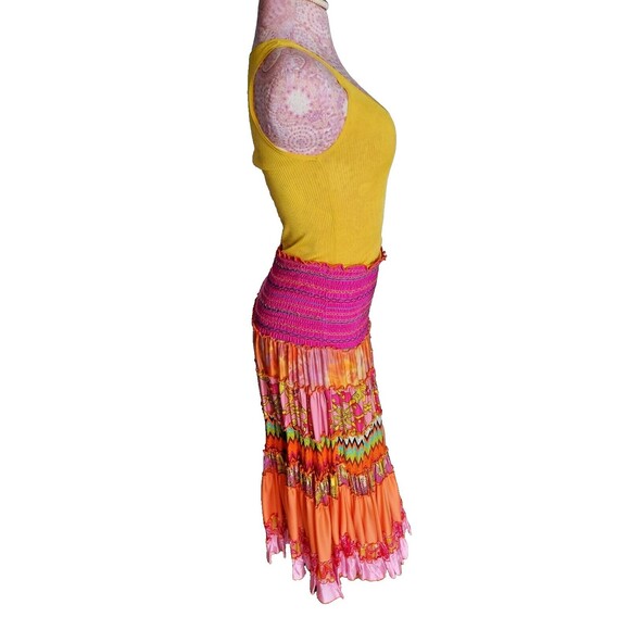Ginger & Java Fun Fiesta Full Mix Pattern Multicolor Tiered Boho Gypsy Dress - Picture 2 of 9